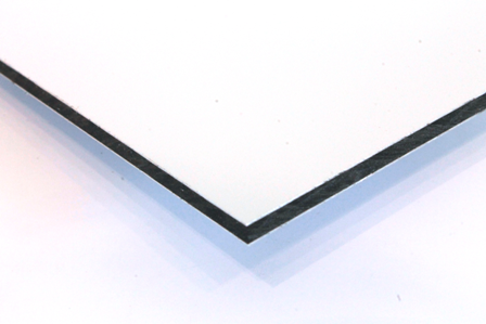 Deckschicht 0,3mm DIBOND® Alu-Verbundplatte 4mm weiß Zuschnitt 715 x 256/253 mm 